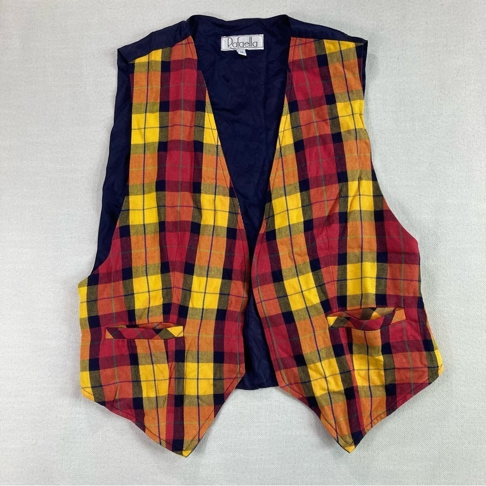 Vintage  Rafaella Plaid Vest Made In Usa